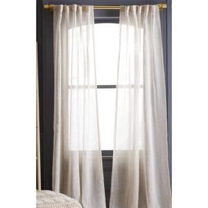 NEW Quince Set of 2  European Linen Sheer Curtain Panels Natural Flax 48" X 84"